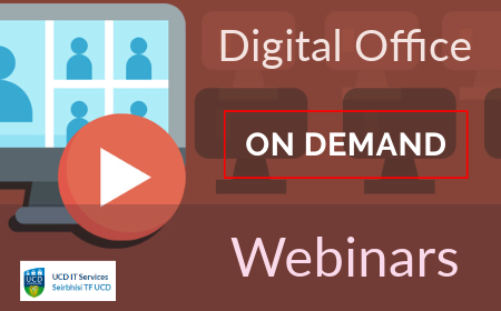 Digital Office ON DEMANd Webinars in light text on a red background with a video screen and play button on the lleft